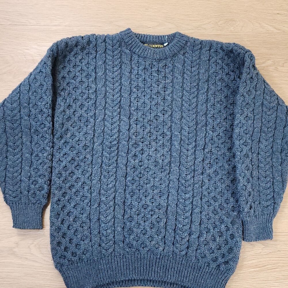 Country Knitwear Ireland Fisherman Sweater Mens M Wool Cable Knit Pullover